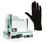 SF Guanti Nitrile XL Neri - 100 Guanti Monouso Resistenti e Professionali, Senza Lattice e Senza Polvere