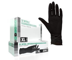 SF Guanti Nitrile XL Neri - 200 Guanti Monouso Resistenti e Professionali, Senza Lattice e Senza Polvere