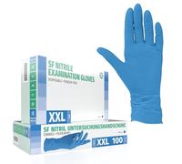 SF Guanti Nitrile XXL Blu - 100 Guanti Monouso Resistenti e Professionali, Senza Lattice e Senza Polvere