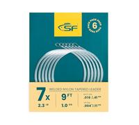 SF Leader affusolato per pesca a mosca, in nylon, 2,5 m, 0X-7X, anello saldato, affondamento rapido, elasticità perfettamente bilanciata e forza del nodo, per lenza, 6,8 kg, trasparente, confezione da