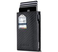 SF SCOFIELD Duality Classic Slim Wallet con portamonete | Porta carte da uomo per 9-10 carte | Portafoglio con protezione RFID | Portafogli per uomo | Porta carte di credito, Carbon - Matte Black