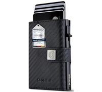 SF SCOFIELD Trinity Wallet I Pop Up Custodia per carte di credito da uomo con portamonete da 10 a 12 carte di credito, protezione RFID, carbonio - nero opaco, Ohne Münzfach