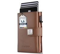 SF SCOFIELD Trinity Wallet I Pop Up Custodia per carte di credito da uomo con portamonete da 10 a 12 carte di credito, protezione RFID, portafogli per carte di credito,Cioccolato, Ohne Münzfach