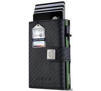 SF SCOFIELD Trinity Wallet I Pop Up Custodia per carte di credito da uomo con portamonete da 10 a 12 carte di credito, protezione RFID, portafogli per carte di credito, verde notte, S Münzfach