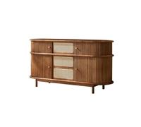 SFANIIX Mobile Buffet Credenza da pranzo in rattan di legno, credenza da cucina retrò, con tapparella, mobiletto for veranda, mobiletto laterale, mobiletto con cassetti Credenza con Contenitore