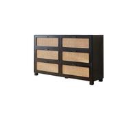 SFANIIX Mobile Buffet Credenza da pranzo in stile Wabi-sabi, credenza in rattan, credenza in legno for veranda di casa Credenza con Contenitore