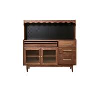 SFANIIX Mobile Buffet Credenza in noce nero for ristorante e bar, mobiletto portaoggetti for caffetteria, stile giapponese, soggiorno, ingresso, corridoio, arredamento decorativo(140x45x140cm)