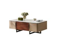 SFANIIX Tavolo Centrale Moderno Tavolino da caffè in pelle di sella, rettangolare, lastra roccia, tavolo salotto, tè, tavolino laterale Tavolino da Caffè