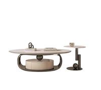 SFANIIX Tavolo Centrale Moderno Tavolino da caffè moderno, for riporre oggetti in casa, soggiorno, ovale, con lastra di roccia e cassetto Tavolino da Caffè