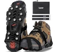 Sfee Ramponi per stivali invernali, tacchetti da ghiaccio aggiornati in acciaio inossidabile per donne e uomini, antiscivolo per trazione sul ghiaccio, impugnature con cinghie, perfette per escursioni