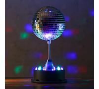 Sfera a LED da 13 cm, con piedistallo, 18 LED colorati, batteria e funzionamento USB, colore: argento