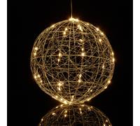 Relaxdays Sfera di Luci a LED, Lampada Decorativa Fili Luminosi, da Appendere o Appoggiare, Cavo Lungo, Ø 30 cm, Argento, Ferro