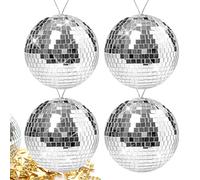 Sfera a specchio da discoteca, 10 cm, 4 pezzi, argento, sfera da discoteca, sfera da discoteca, per feste, compleanni, matrimoni, decorazione effetto luce