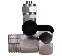 Sfera A T In Ottone Cromato Ø 1/2 X 1/2 X 1/4 Con Maniglia A Leva Nera Piccola | Filettatura Maschio/Filettatura Femmina Attacco Acqua Completo | Per Trattamento Acqua E Frigoriferi
