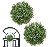 Sfera artificiale in bosso artificiale, palline di bosso artificiale con fiori, antiruggine da appendere, ornamenti per la decorazione della casa, interni ed esterni, feste di nozze, terrazza, cortile