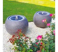 Sfera Cascata Artificiale da Giardino Ø50x44 cm in Fibrocemento con LED e Pompa Grigia