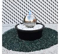 Sfera Cascata Artificiale da Giardino con LED Ø30 cm in Acciaio Inox con Pompa