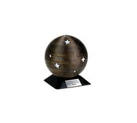 Sfera con stelle d'argento, urna di cremazione a sfera, urna a sfera per ce