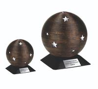 Sfera con stelle d'argento, urna di cremazione a sfera, urna a sfera per ce
