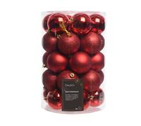 Sfera D8cm Pvc Mix Opaca Lucida Glitter 34pz Christmas Red