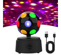 Sfera da discoteca rotante rotante a 360° con LED multicolore, luce da discoteca per feste, supporta la connettività Bluetooth, per feste, compleanni, casa, Natale, bambini