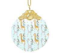 Sfera decorativa del pendente di vetro dei fiori della giraffa, ornamento rotondo da 7,6 cm per l'esposizione di Natale del negozio al dettaglio