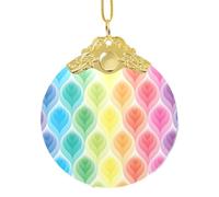 Sfera decorativa del pendente di vetro della foglia di gradiente di colori dell'arcobaleno, ornamento rotondo a 3 pollici per l'esposizione di Natale del negozio al dettaglio
