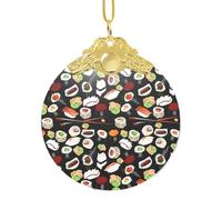 Sfera decorativa nera del pendente di vetro del sushi giapponese, ornamento rotondo a 3 pollici per l'esposizione di Natale della vendita al dettaglio