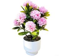 Sfera di crisantemo artificiale per interni, con fiori di seta in vaso di plastica realistico, per l'uso in soggiorno e spazi di lavoro (rosa)