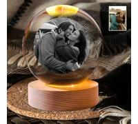 Sfera di Cristallo 2D con Foto, Sfera di Cristallo Personalizzata con Base Illuminata, Ricordo per Animali Domestici/Regalo di Natale, Sfera di Vetro con Incisione dal La Tua Immagine(6cm/2.36in)