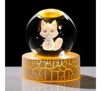 Sfera di cristallo 3D con gatto da 6 cm, regalo per donne in vetro a tema gatto, regalo per lei, adorabile gattino con luci calde, fermacarte per amanti degli animali, ragazze, figlia, ornamento di