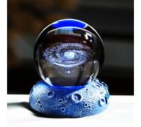 Sfera di cristallo 3D incisa la galassia con luci spaziali, base astronomica, regali per uomini, fidanzato, 6 cm, globo di vetro scienza pianeti universo, modello ornamentale per bambini decorazione
