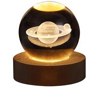 Sfera di Cristallo 3D Luce Notturna Decolamp Sistema Solare Modello Decor Scienza Astronomia Universo Cool Scrivania Presente Spazio Regali Decorazione, Saturno