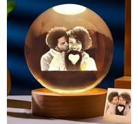 Sfera Di Cristallo 3D Personalizzata Con Foto E Base Luminosa A LED, Luce Notturna A Sfera Di Cristallo Personalizzata Con Foto Incisa, Regalo For Compleanno/commemorazione/San Valentino(8cm)