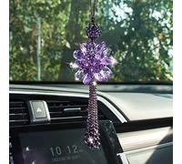 Sfera di cristallo a forma di fiore per specchietto retrovisore dell'auto, accessorio da appendere per auto, ornamento portafortuna per auto, acchiappasole in cristallo, decorazione interna per auto,