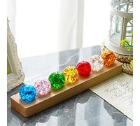 Sfera di cristallo Chakra di 7 colori con base in legno a LED da 40 mm, luce notturna, decorazione per la casa, regali per la mamma