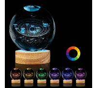 Sfera di cristallo decorativa con sistema solare in 3D, luce LED RGB, incisione laser su vetro, per fotografia, decorazione, regalo di compleanno, ideale per la decorazione di casa, soggiorno e uffici