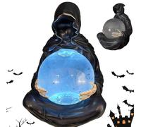 Sfera di cristallo del dio della morte, statua gotica del mietitore del cerchio, decorazione per libreria, scultura spaventosa raccapricciante per libreria, decorazione da tavolo per Halloween o