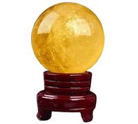 Sfera di cristallo di citrino, pietra preziosa di quarzo giallo naturale, sfera divinatoria con supporto gratuito, decorazione per scrivania, Feng Shui, Chakra, Aura, regali decorativi,1.96"(5cm)