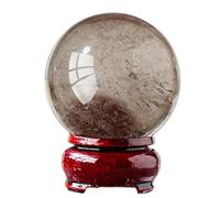 Sfera di cristallo di quarzo fumé naturale, sfera magica con supporto, pietra preziosa curativa per yoga, meditazione zen, equilibrio Reiki (30-35 mm)