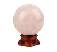 Sfera di Cristallo di Quarzo Rosa Naturale con Supporto In Legno per Stregoneria, Fengshui, Chakra Aura Decorazioni per la Scrivania di Casa(4cm)