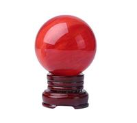 Sfera di Cristallo Fusione Rossa Naturale con Supporto In Legno per la Guarigione Divinazione Chakra Balance Yoga FengShui Decorazione(18cm)