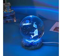 Sfera di cristallo luce notturna 3D animali marini mini sfera di cristallo luce notturna colorata USB luce notturna decorativa da scrivania lampada da comodino per bambini Natale compleanno regalo
