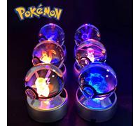 Sfera di cristallo Pokemon 3D con Pikachu, Mew, Mewtwo, sfera di vetro con Pokeball, lampada di cristallo Pokemon, luce notturna a led, decorazione regalo compleanno Stile 15,Stile 14,Stile 17,Stile 1