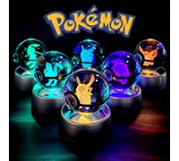 Sfera di cristallo Pokemon 3D, lampada con base a forma di Pokeball, Figura di Pikachu, Mew, Mewtwo, sfera di cristallo Pokemon, luce notturna a LED, decorazione e regalo per compleanno Stile 15,Stile