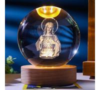 Sfera di cristallo sacro, ricaricabile, sfera di cristallo sacro ebreo, ornamenti a sfera di cristallo 3D, sfera di cristallo K9, incisione interna della Vergine Maria, decorazioni per la decorazione