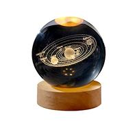 Sfera di cristallo, sfera di cristallo 3D intagliata con base in legno a LED, squisita decorazione per la casa ornamenti con sfera cristallo luce notturna regalo compleanno per bambini amici, 60 mm