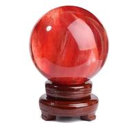 sfera di cristallo, Sfera di cristallo rossa + supporto, campioni minerali e cristalli, accessori decorativi for la casa(12cm)