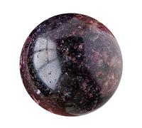 Sfera di lepidolite Naturale a Sfera di Gemma in Cristallo di lipidolite a Base di Gemma con Base in Legno, Sfera di Mica-4~5 cm