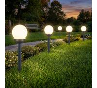 Sfera di luce solare 10 cm sfera di luce solare da giardino LED decorazione da giardino sfera solare per esterno piccolo, durata della luce circa 6-8 ore, H 38 cm, set da 5